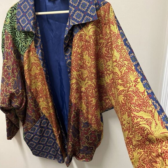 Vtg Bethany Womens Jacket M Multicolor Patchwork Silk Evening Unique Bohemian - Picture 4 of 11